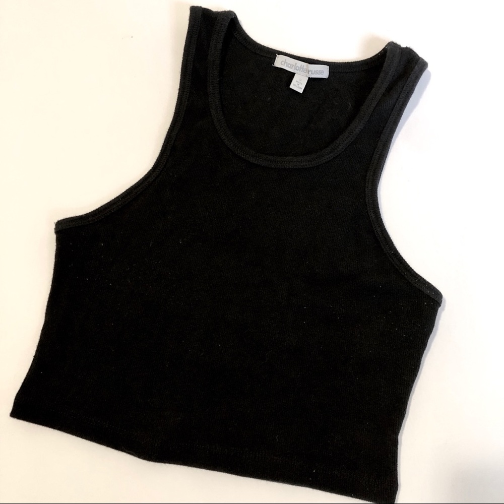 90s Black Ribbed Crop Tank Top Charlotte Russe